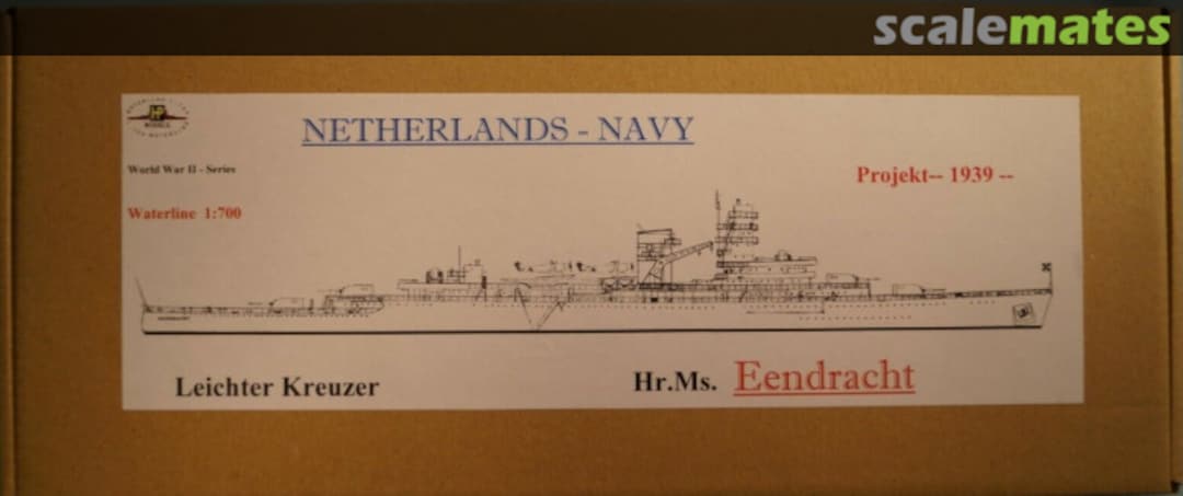 Boxart Projekt 1939 Leichter Kreuzer Hr.Ms. "Eendracht" WW II-WL-NL- HP-Models Boxart Projekt 1939 Leichter Kreuzer Hr.Ms. "Eendracht" WW II-WL-NL- HP-Models