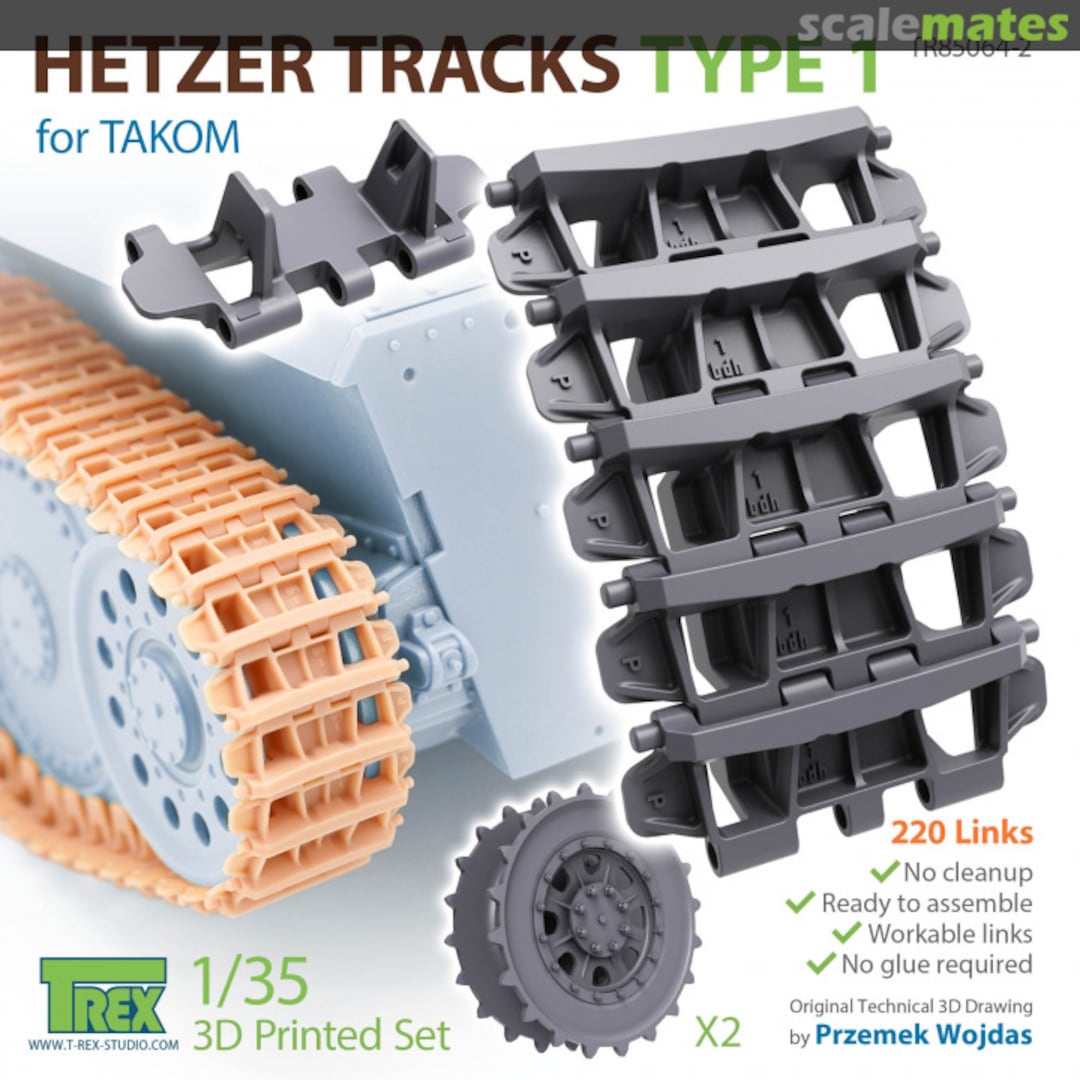 Boxart Tracks for the German Hetzer Tank Destroyer Type1 w/Start Wheels TR85064-2 T-Rex Studio Boxart Tracks for the German Hetzer Tank Destroyer Type1 w/Start Wheels TR85064-2 T-Rex Studio