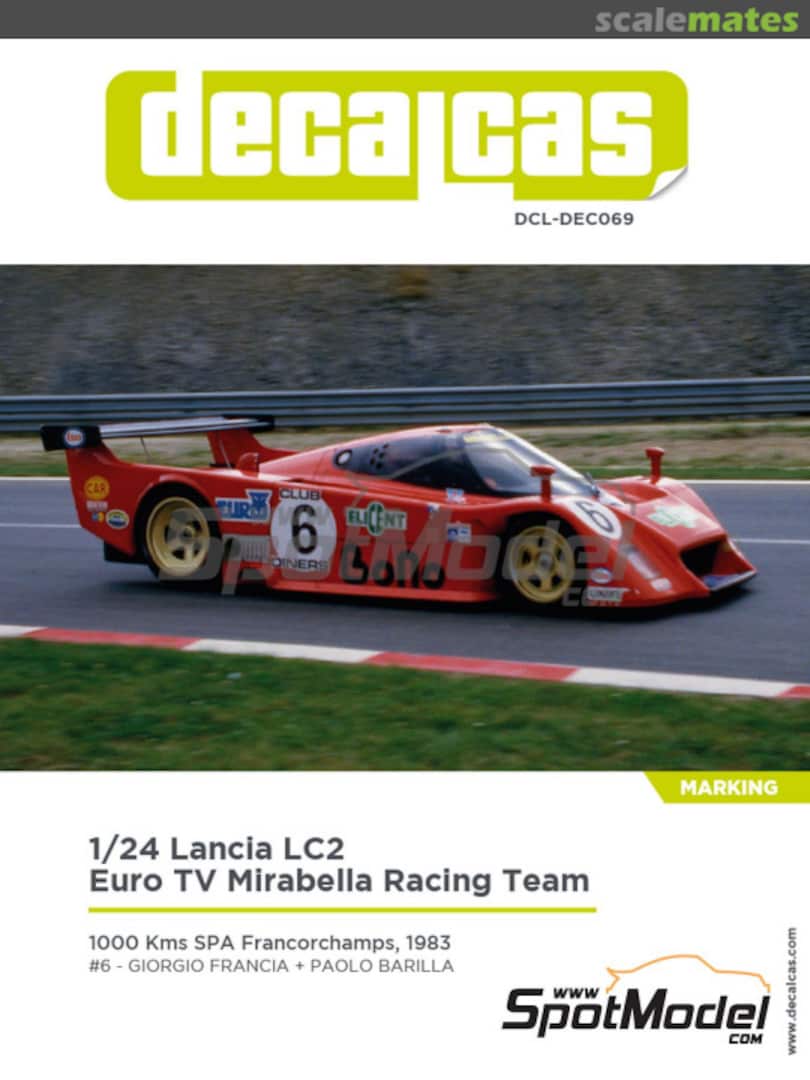 Boxart Lancia LC2 Euro TV Mirabella Racing Team sponsored by Elicent Euro Bono #6 DCL-DEC069 Decalcas Boxart Lancia LC2 Euro TV Mirabella Racing Team sponsored by Elicent Euro Bono #6 DCL-DEC069 Decalcas