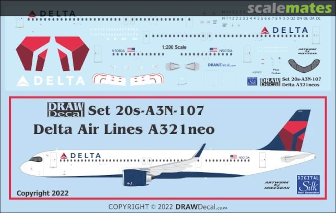 Boxart Delta Air Lines A321neo 20-A3N-107 Draw Decal Boxart Delta Air Lines A321neo 20-A3N-107 Draw Decal