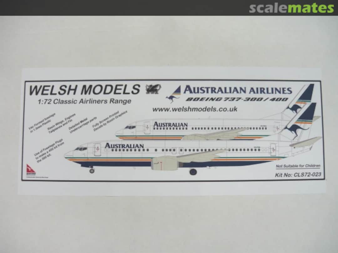 Boxart Boeing 737-300/400 CLS72-23 Welsh Models Boxart Boeing 737-300/400 CLS72-23 Welsh Models