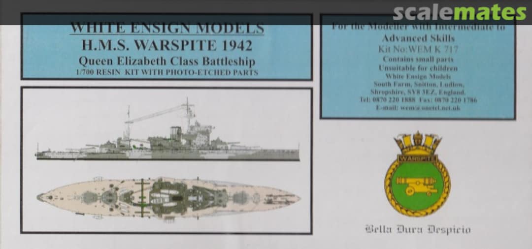 Boxart H.M.S. Warspite 1942 K 717 White Ensign Models Boxart H.M.S. Warspite 1942 K 717 White Ensign Models
