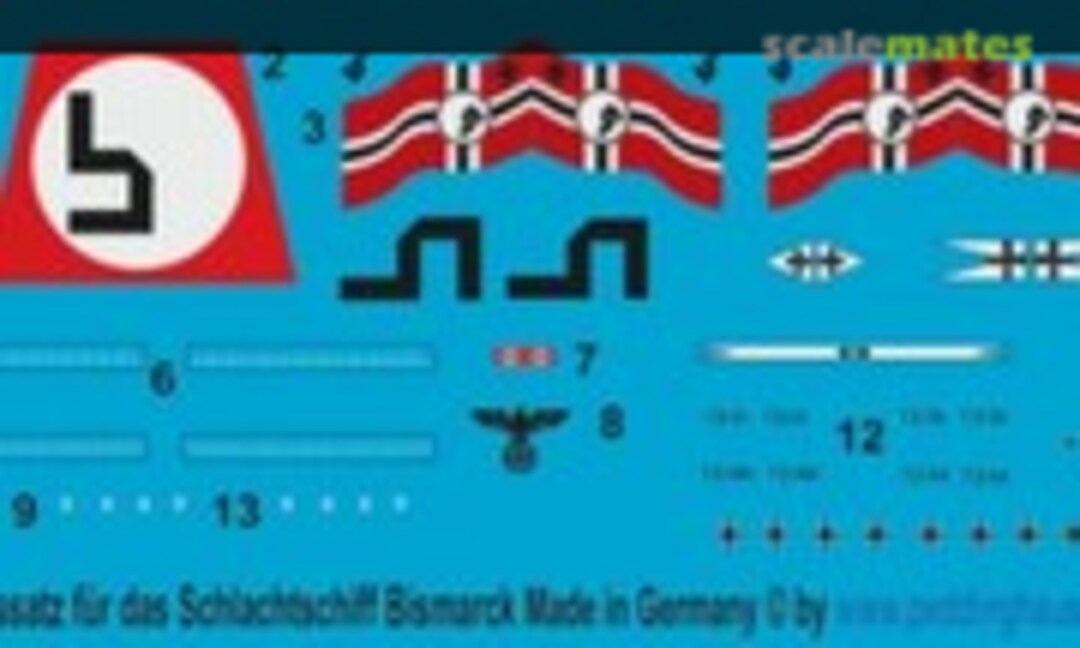 1:400 Beschriftungssatz für das Schlachtschiff Bismarck (Peddinghaus-Decals EP 2041) EP 2041