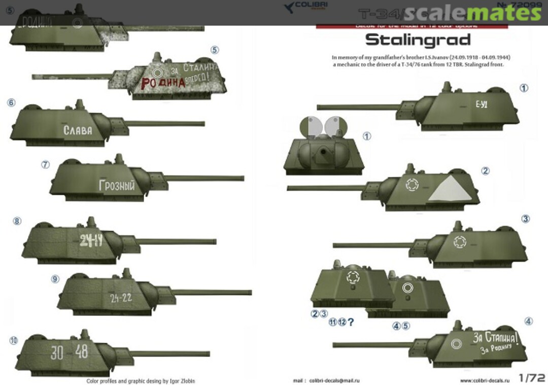 Boxart T-34/76 mod 1942. Battles for Stalingrad. Part 1. 72099 Colibri Decals Boxart T-34/76 mod 1942. Battles for Stalingrad. Part 1. 72099 Colibri Decals