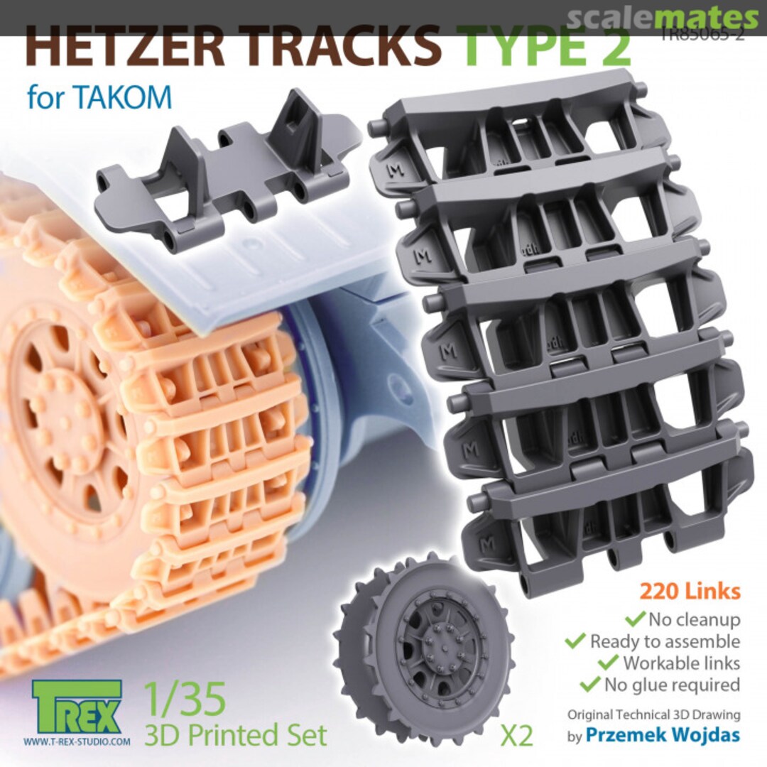 Boxart WWII Tracks for the German Hetzer Tank Destroyer Type2 w/Start Wheels (for Takom) TR85065-2 T-Rex Studio Boxart WWII Tracks for the German Hetzer Tank Destroyer Type2 w/Start Wheels (for Takom) TR85065-2 T-Rex Studio