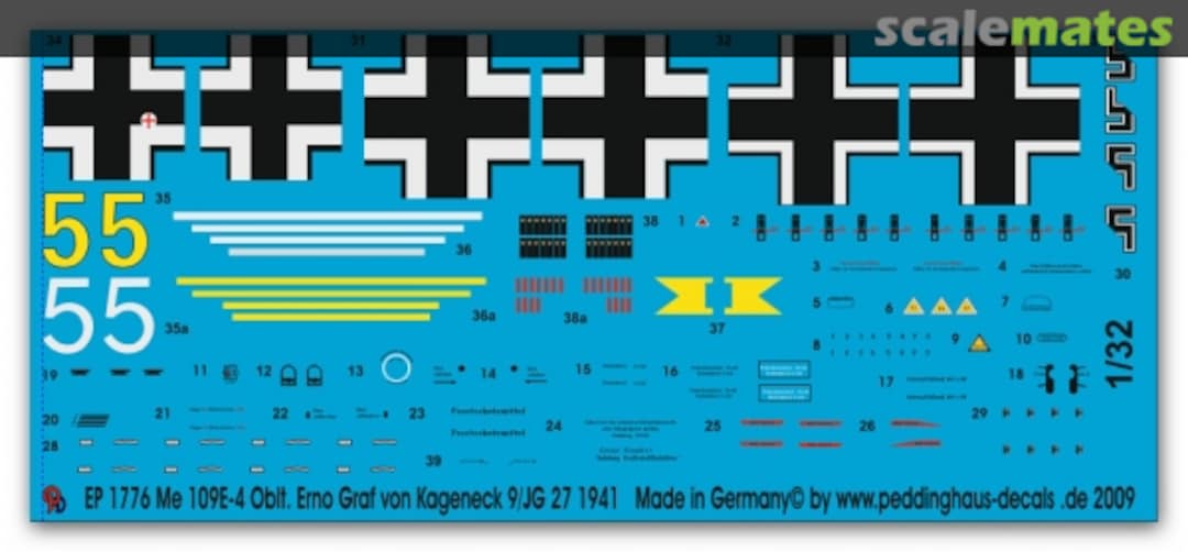 Boxart Me 109E-4 Oblt. Erbo Graf von Kageneck 9/JG 27 1941 EP 1776 Peddinghaus-Decals Boxart Me 109E-4 Oblt. Erbo Graf von Kageneck 9/JG 27 1941 EP 1776 Peddinghaus-Decals