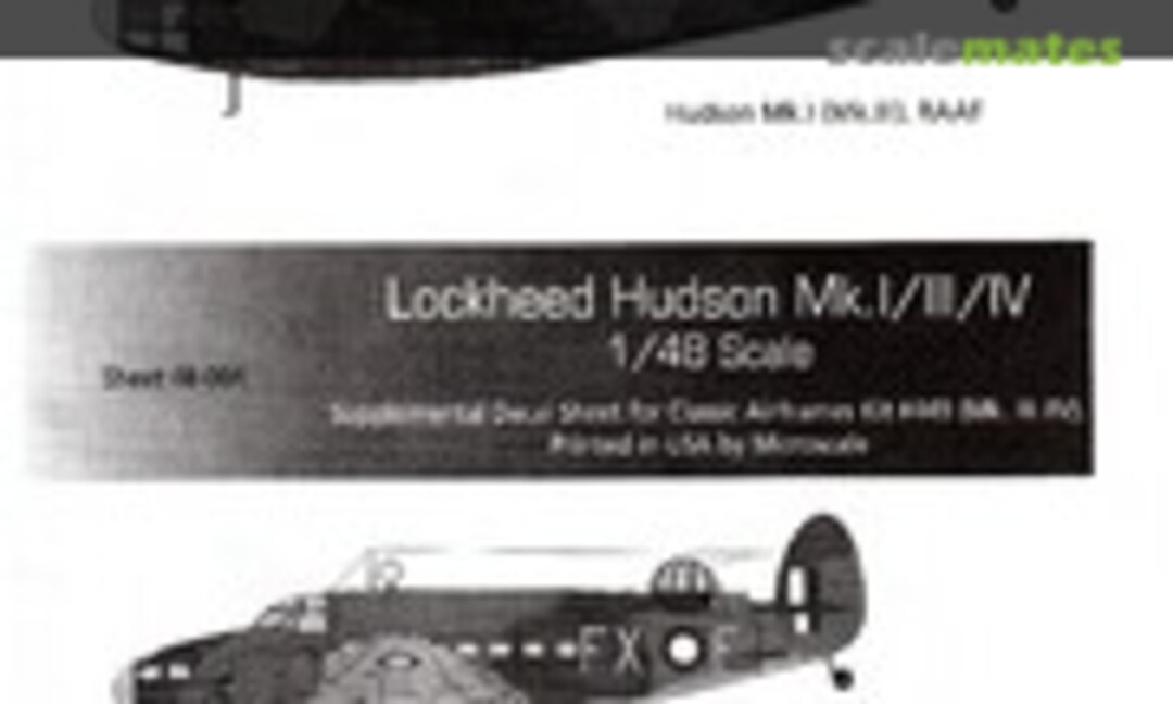 1:48 Lockheed Hudson Mk. I / III / IV (Classic Airframes 48-004) 48-004