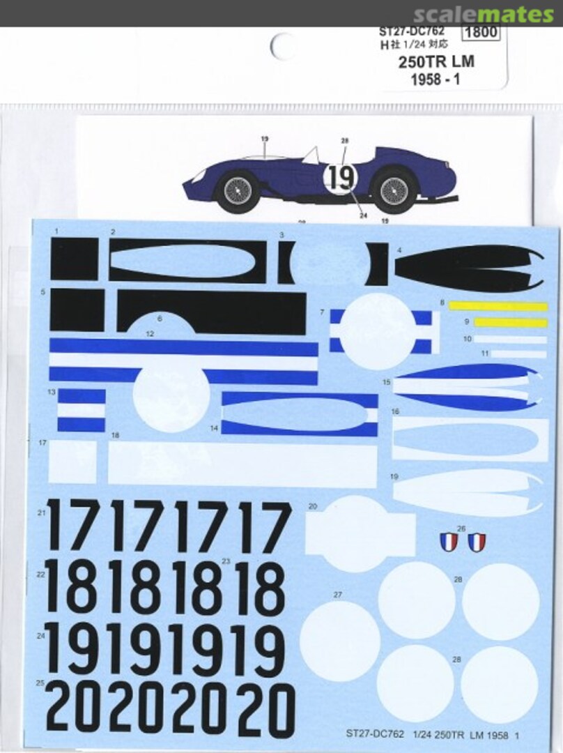 Boxart Car number, stripe Decal for 250TR LM part 1 (#17, 18, 19 & 20) ST27-DC762 Studio27 Boxart Car number, stripe Decal for 250TR LM part 1 (#17, 18, 19 & 20) ST27-DC762 Studio27