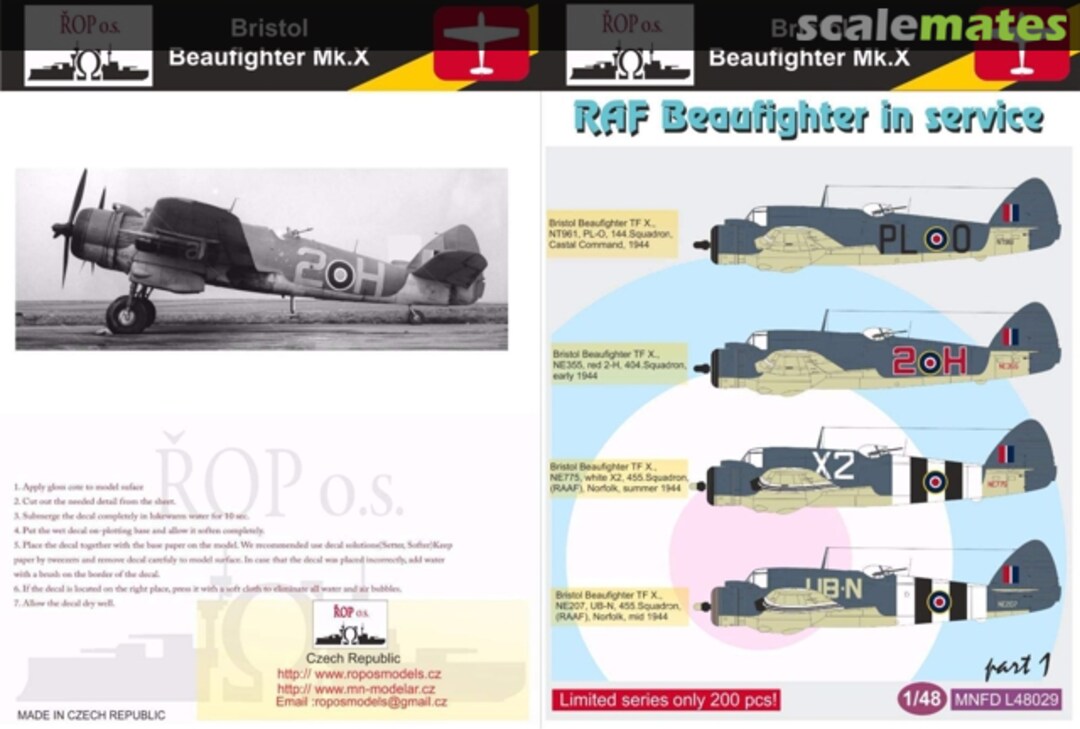 Boxart Bristol Beaufighter Mk.X MNFDL48029 ROP o.s. Boxart Bristol Beaufighter Mk.X MNFDL48029 ROP o.s.