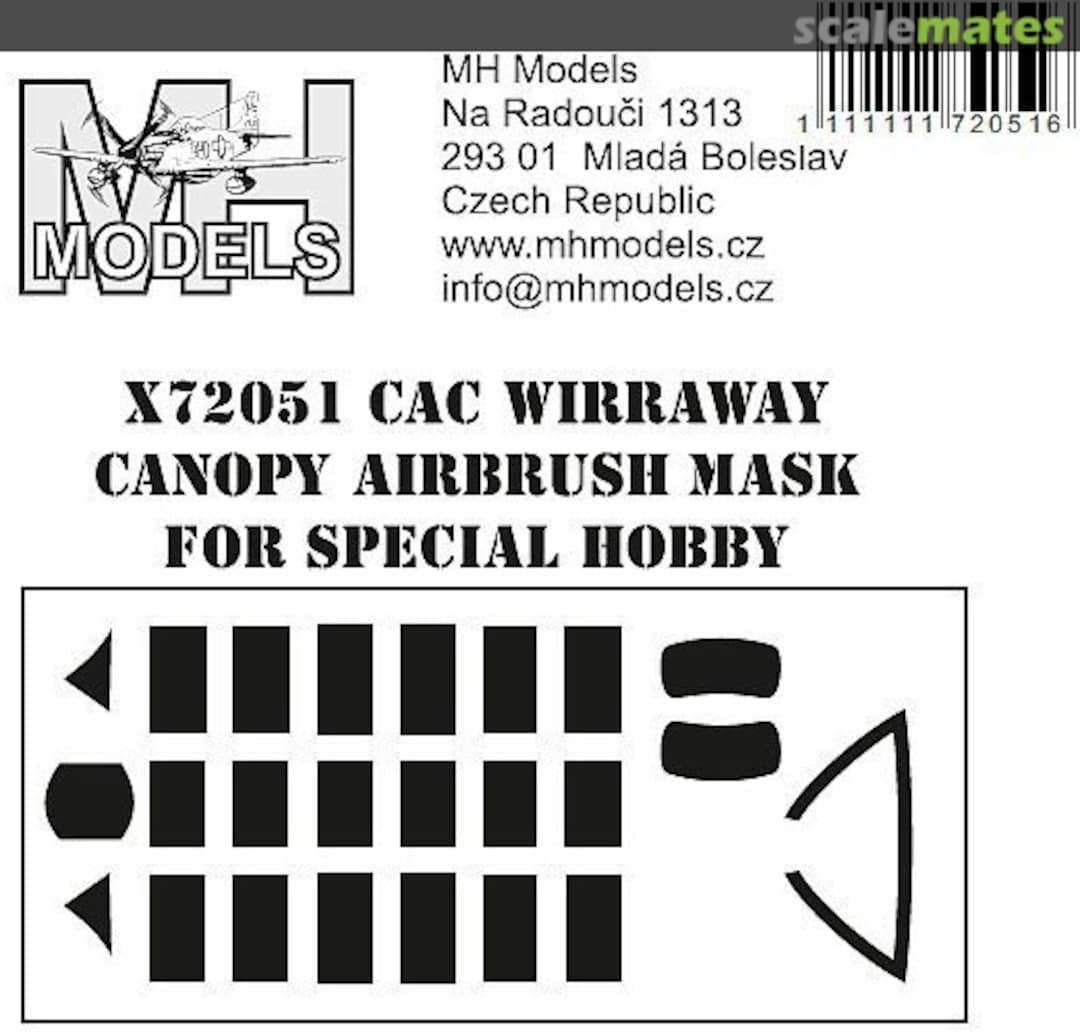 Boxart CAC Wirraway Canopy Airbrush Mask X72051 MH Models Boxart CAC Wirraway Canopy Airbrush Mask X72051 MH Models