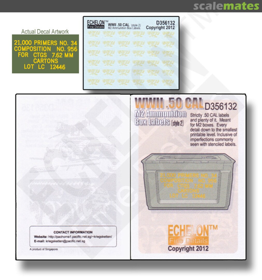 Boxart WWII .50 CAL M2 Ammunition Box Labels (Style 2) D356132 Echelon Fine Details Boxart WWII .50 CAL M2 Ammunition Box Labels (Style 2) D356132 Echelon Fine Details