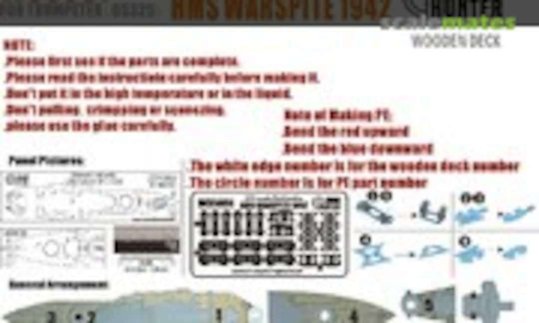 1:350 HMS Battleship Warspite 1942 Wooden Deck (Wood Hunter W35051) W35051