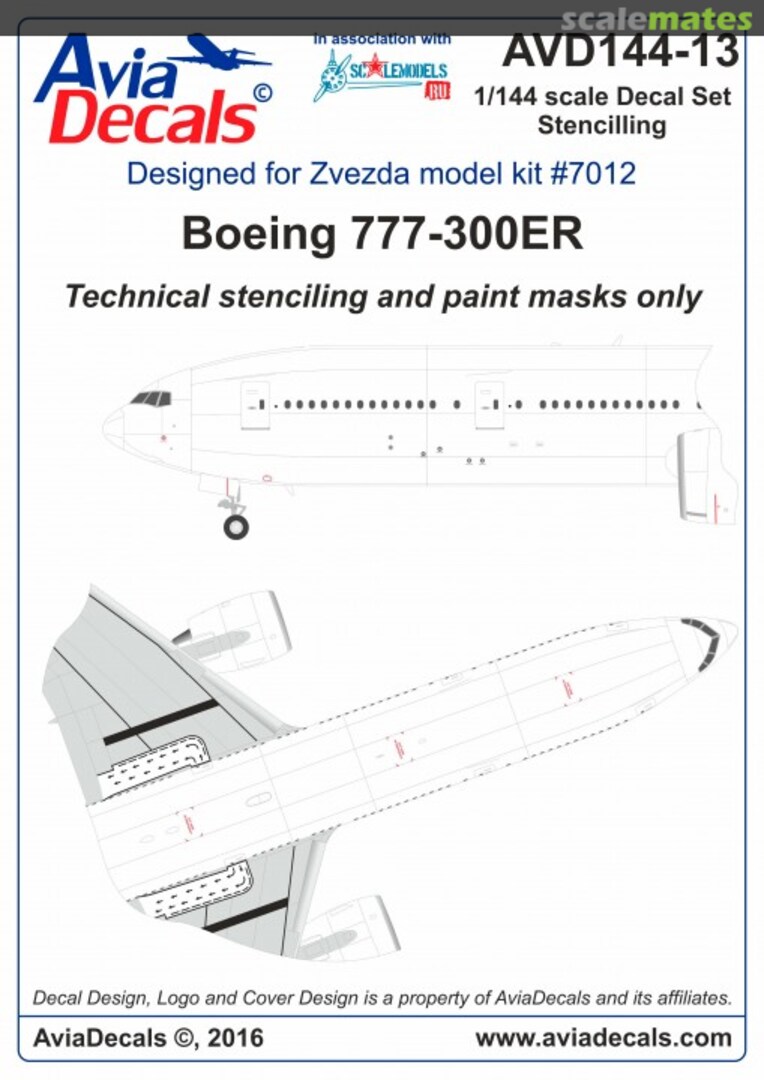 Boxart Boeing 777-300ER. Technical Stencilling AVD144-13 AviaDecals
