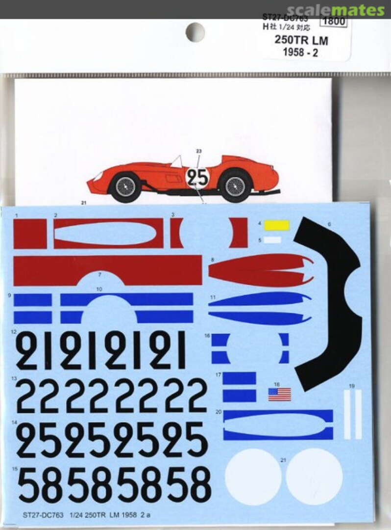 Boxart Car number, stripe Decal for 250TR LM part 2 (#21, 22, 25 & 58) ST27-DC763 Studio27 Boxart Car number, stripe Decal for 250TR LM part 2 (#21, 22, 25 & 58) ST27-DC763 Studio27