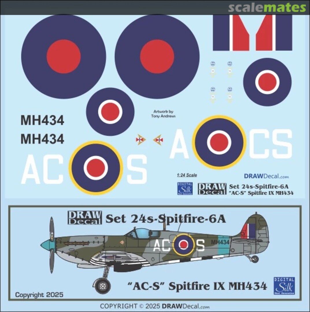 Boxart “AC-S” Spitfire Mk.IX MH434 early 80s 24-Spitfire-6A Draw Decal