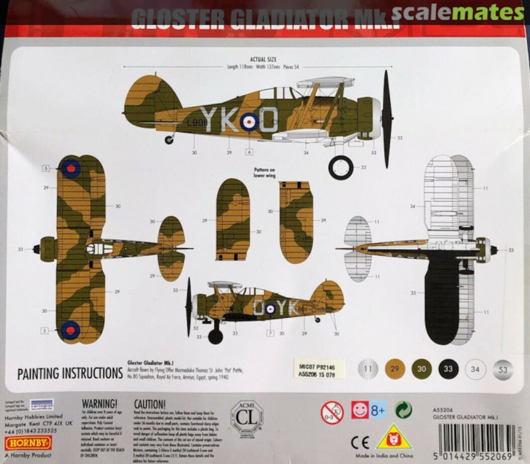 Contents Gloster Gladiator Mk.I A55206 Airfix Contents Gloster Gladiator Mk.I A55206 Airfix
