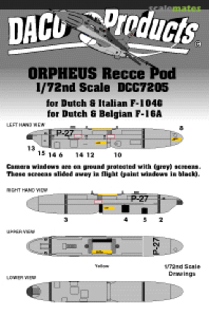 Boxart Orpheus Recce Pod for Dutch & Italian F-104G / for Dutch & Belgian F-16A DCC7205 Daco Products Boxart Orpheus Recce Pod for Dutch & Italian F-104G / for Dutch & Belgian F-16A DCC7205 Daco Products