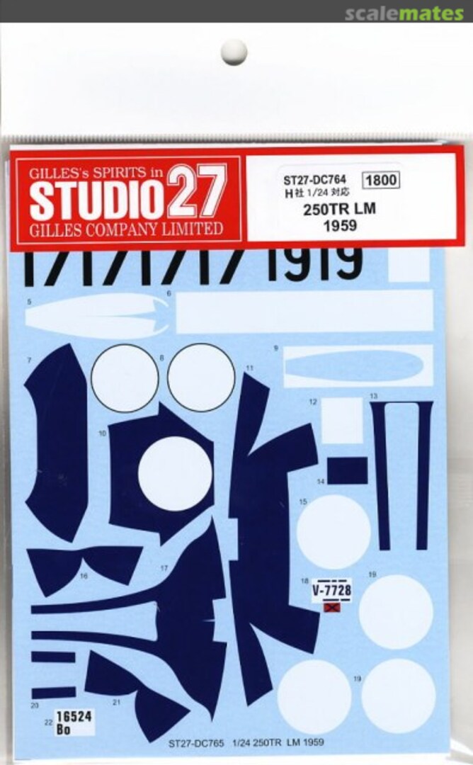 Boxart Car number, stripe Decal for 250TR LM(#10, 17 & 19) ST27-DC764 Studio27 Boxart Car number, stripe Decal for 250TR LM(#10, 17 & 19) ST27-DC764 Studio27