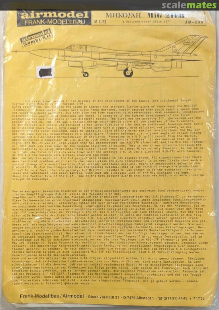 Boxart Mikoyan MiG-21 E8/YE8 AM-099 Airmodel Boxart Mikoyan MiG-21 E8/YE8 AM-099 Airmodel