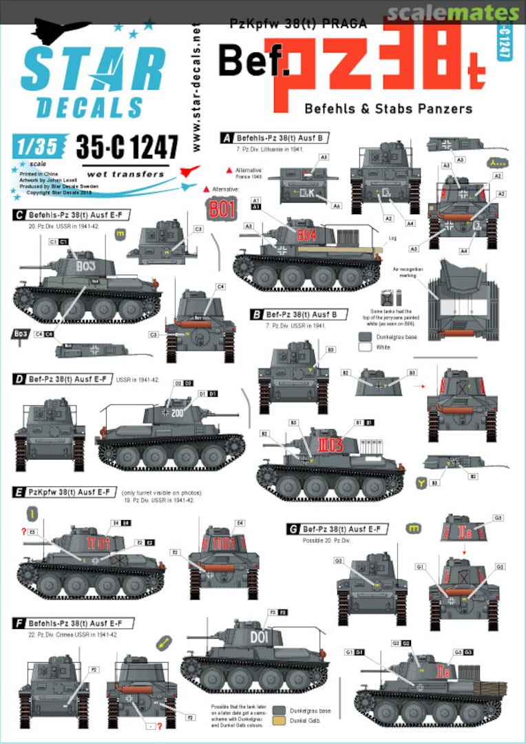 Boxart PzKpfw 38(t) Praga. Befehls and Stabs Panzers 35-C1247 Star Decals Boxart PzKpfw 38(t) Praga. Befehls and Stabs Panzers 35-C1247 Star Decals