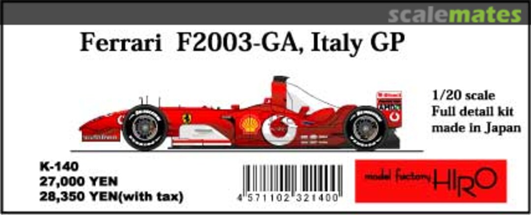 Boxart Ferrari F2003-GA K-140 Model Factory Hiro Boxart Ferrari F2003-GA K-140 Model Factory Hiro
