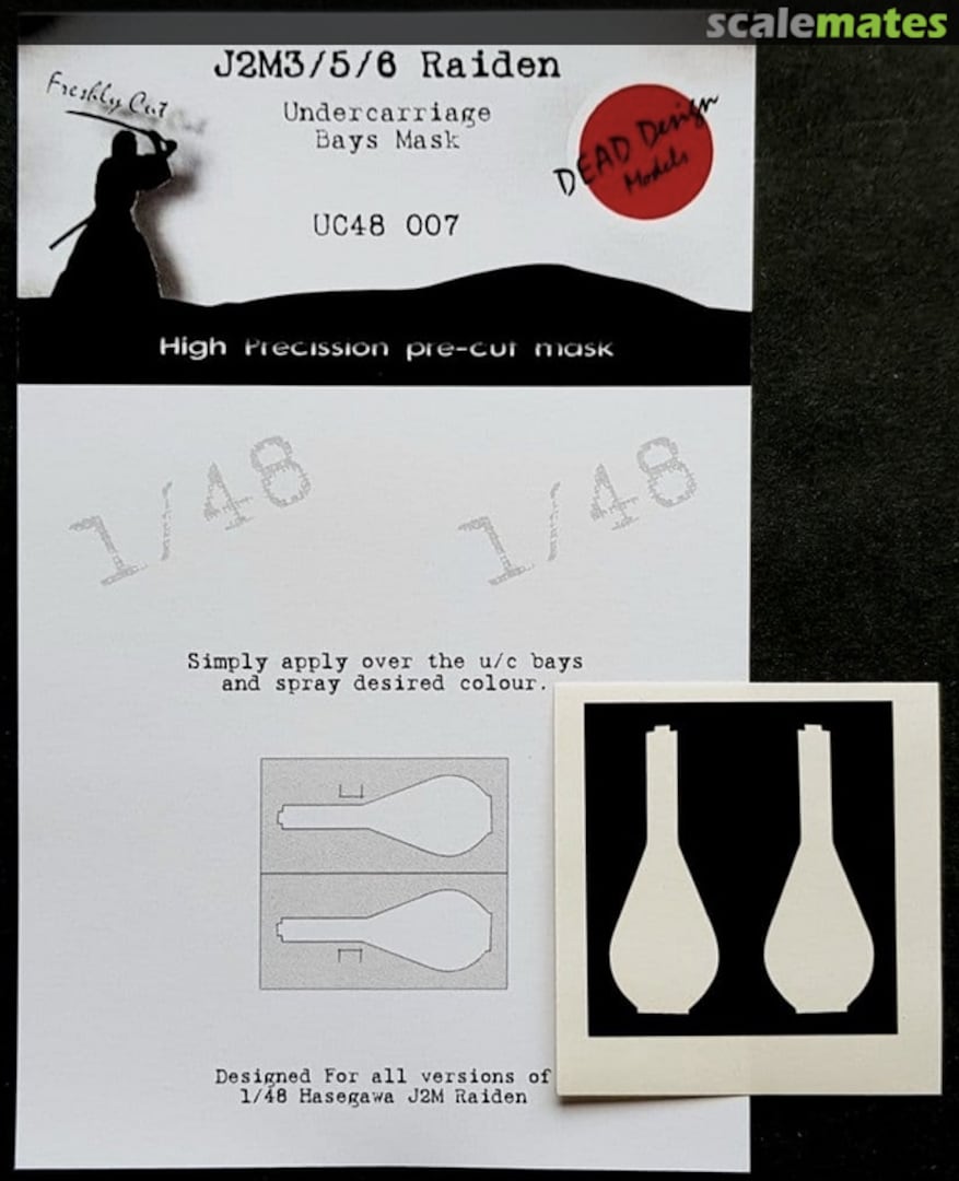 Boxart Mitsubishi J2M3/5/6 Raiden undercarriage bay paint masks UC48007 DEAD Design Models Boxart Mitsubishi J2M3/5/6 Raiden undercarriage bay paint masks UC48007 DEAD Design Models