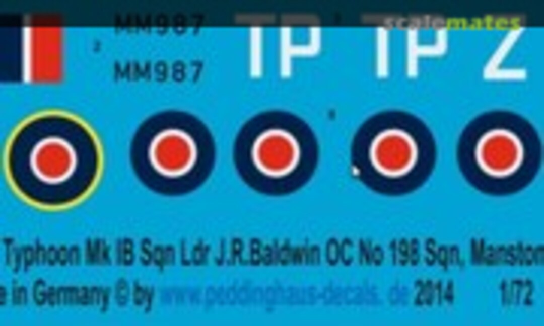 1:72 Typhoon MK IB, Pilot Ldr. J.R. Baldwin (Peddinghaus-Decals EP 2802) EP 2802