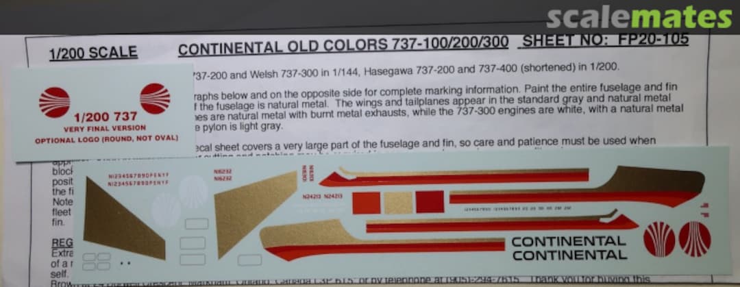Boxart Continental Old Colors 737-100/200/300 20-105 Flightpath Decals Boxart Continental Old Colors 737-100/200/300 20-105 Flightpath Decals