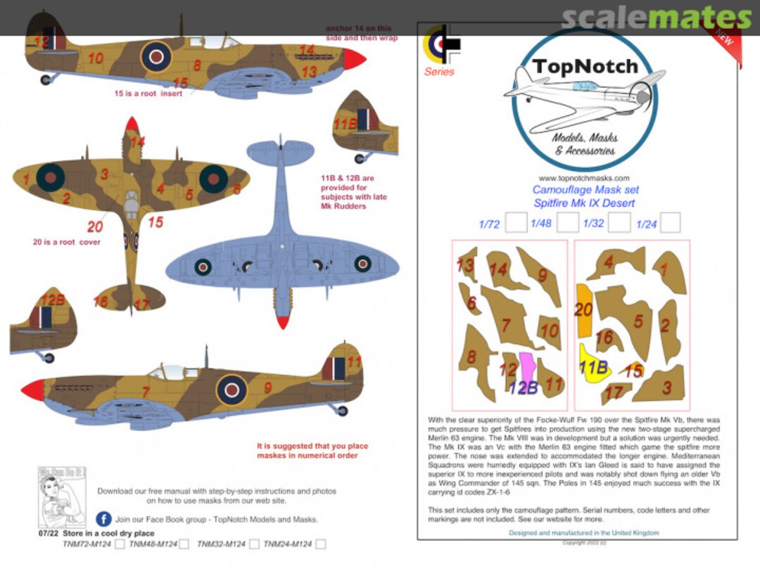 Boxart Supermarine Spitfire Mk.IX Desert M32-M124 TopNotch Boxart Supermarine Spitfire Mk.IX Desert M32-M124 TopNotch