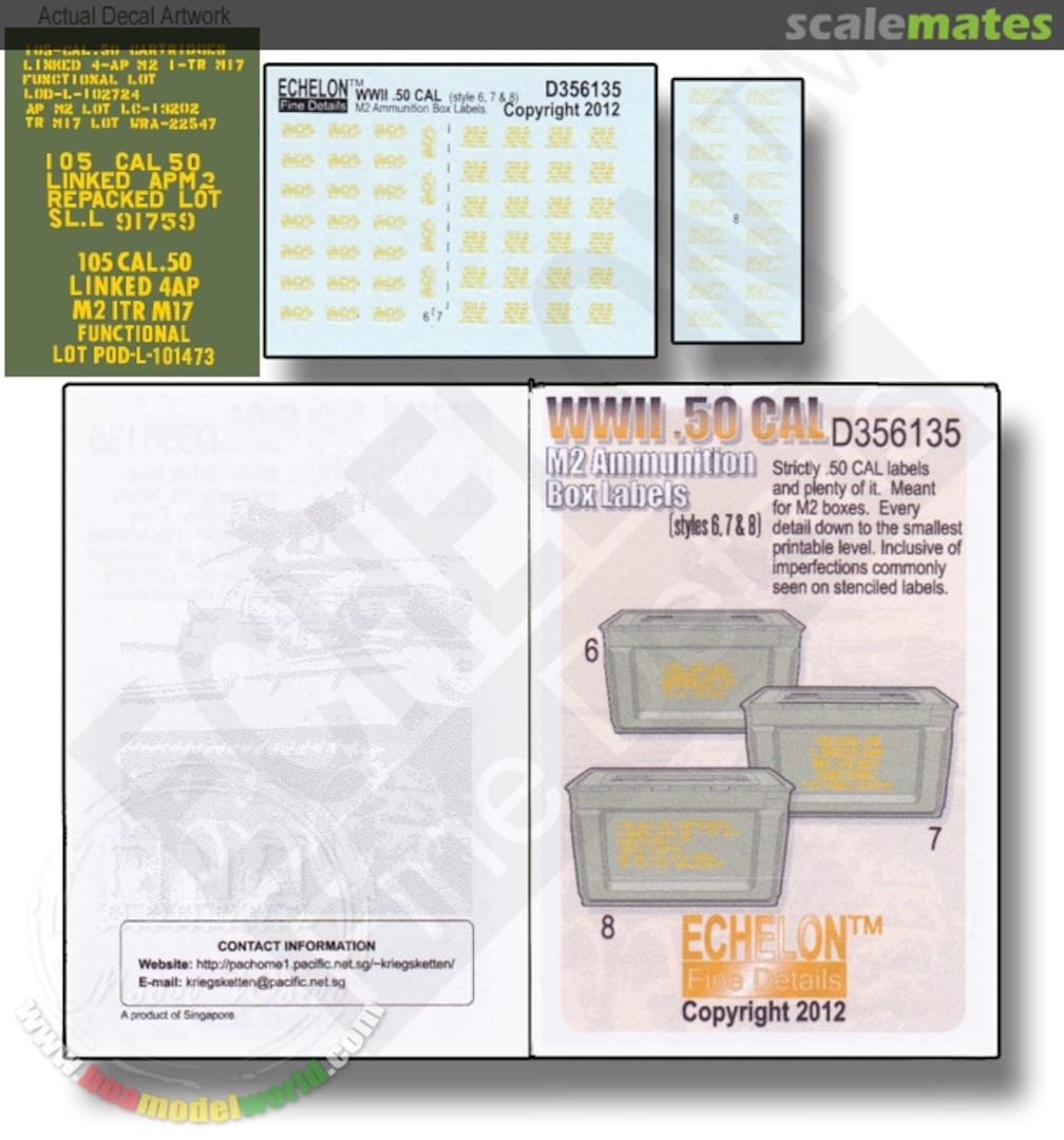 Boxart WWII .50 CAL M2 Ammunition Box Labels (Style 6, 7 & 8) D356135 Echelon Fine Details Boxart WWII .50 CAL M2 Ammunition Box Labels (Style 6, 7 & 8) D356135 Echelon Fine Details