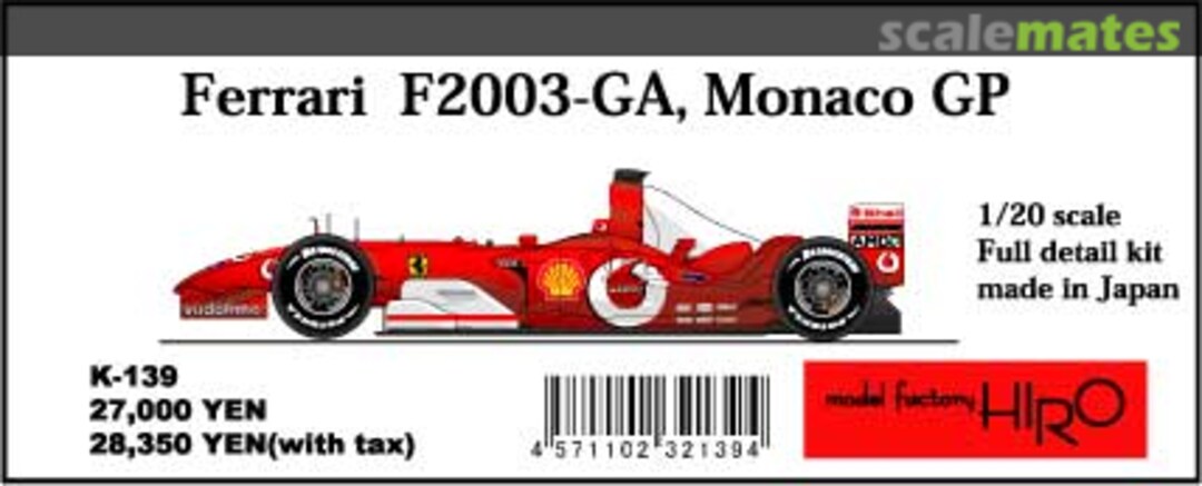 Boxart Ferrari F2003-GA K-139 Model Factory Hiro Boxart Ferrari F2003-GA K-139 Model Factory Hiro