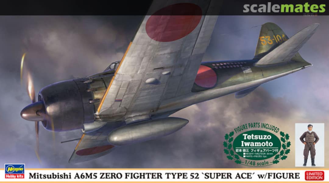 Boxart Mitsubishi A6M5 Zero Fighter Type 52 `Super Ace´ w/Figure Tetsuzo Iwamoto 07497 Hasegawa Boxart Mitsubishi A6M5 Zero Fighter Type 52 `Super Ace´ w/Figure Tetsuzo Iwamoto 07497 Hasegawa