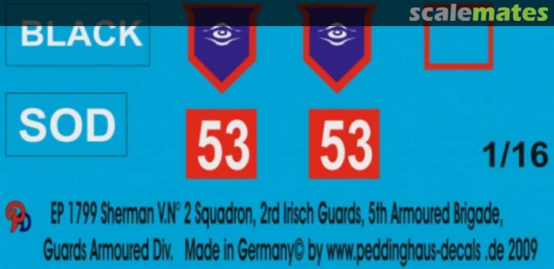 Boxart Sherman VN° 2 Squadron, 2 rd Irish guards, 5th Armoured Brigade EP 1799 Peddinghaus-Decals Boxart Sherman VN° 2 Squadron, 2 rd Irish guards, 5th Armoured Brigade EP 1799 Peddinghaus-Decals