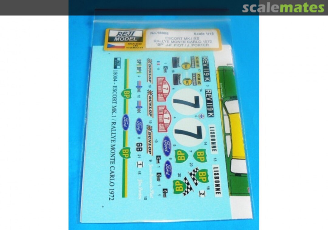 Contents Ford Escort RS1600 Mk I sponsored by BP #7 18004 REJI Model Contents Ford Escort RS1600 Mk I sponsored by BP #7 18004 REJI Model