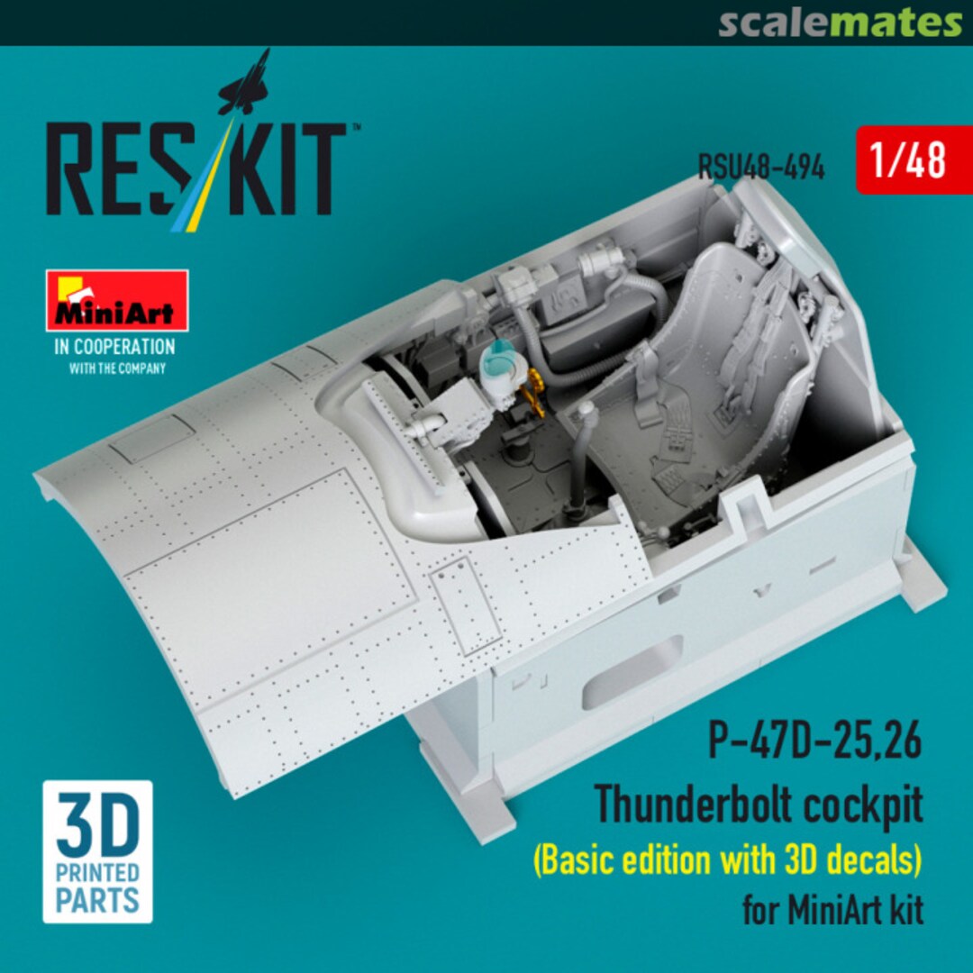 Boxart P-47D-25,26 Thunderbolt cockpit (Basic edition with 3D decals) RSU48-0494 ResKit Boxart P-47D-25,26 Thunderbolt cockpit (Basic edition with 3D decals) RSU48-0494 ResKit