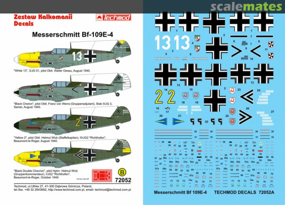 Boxart Messerschmitt Bf 109 E-4 72052 Techmod Boxart Messerschmitt Bf 109 E-4 72052 Techmod