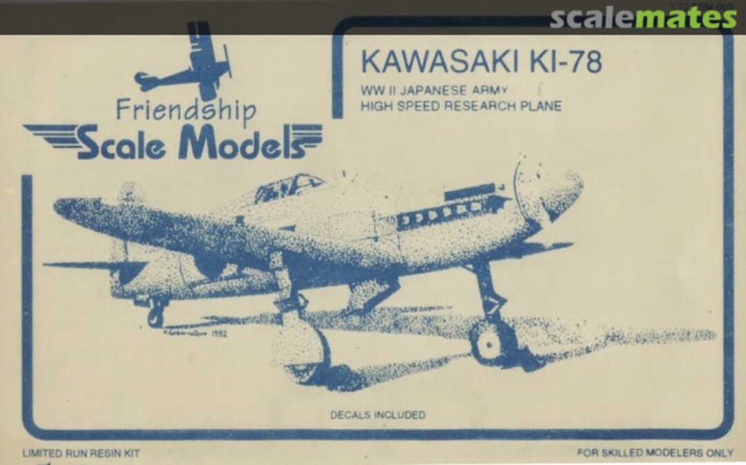 Boxart Kawasaki Ki-78 FSM-003 Friendship Scale Models Boxart Kawasaki Ki-78 FSM-003 Friendship Scale Models