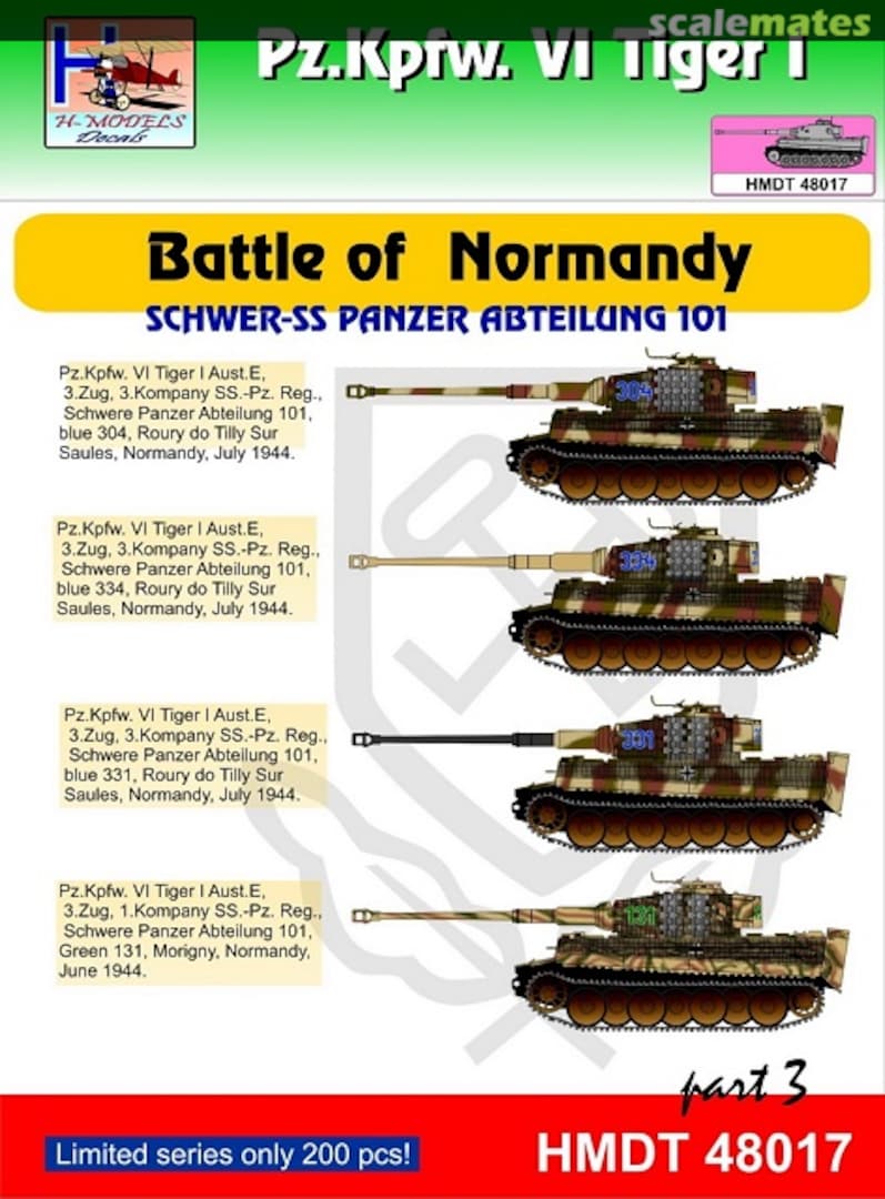 Boxart Pz.Kpfw. VI Tiger I Battle of Normandy pt. 3 HMT48017 H-Models Decals Boxart Pz.Kpfw. VI Tiger I Battle of Normandy pt. 3 HMT48017 H-Models Decals