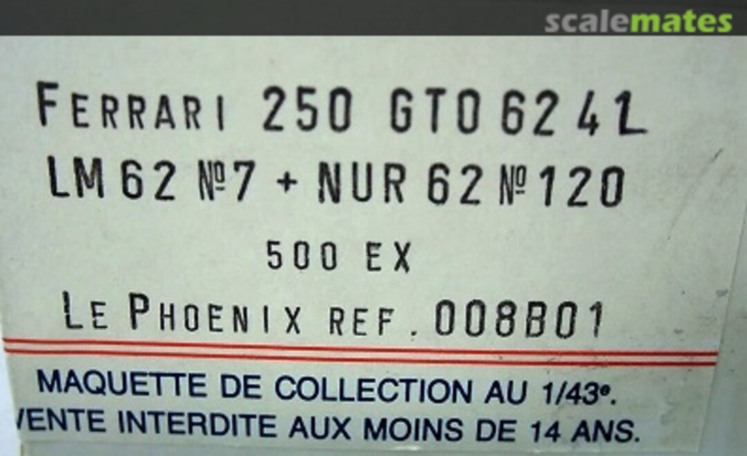 Boxart Ferrari 250(330)GTO #3765LM + 3673SA 4L 8B01 Le Phoenix Boxart Ferrari 250(330)GTO #3765LM + 3673SA 4L 8B01 Le Phoenix