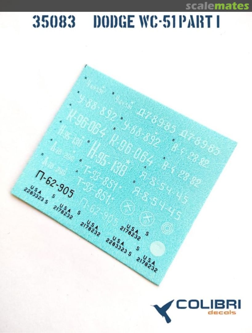 Contents Dodge WC-51 part I 35083 Colibri Decals Contents Dodge WC-51 part I 35083 Colibri Decals