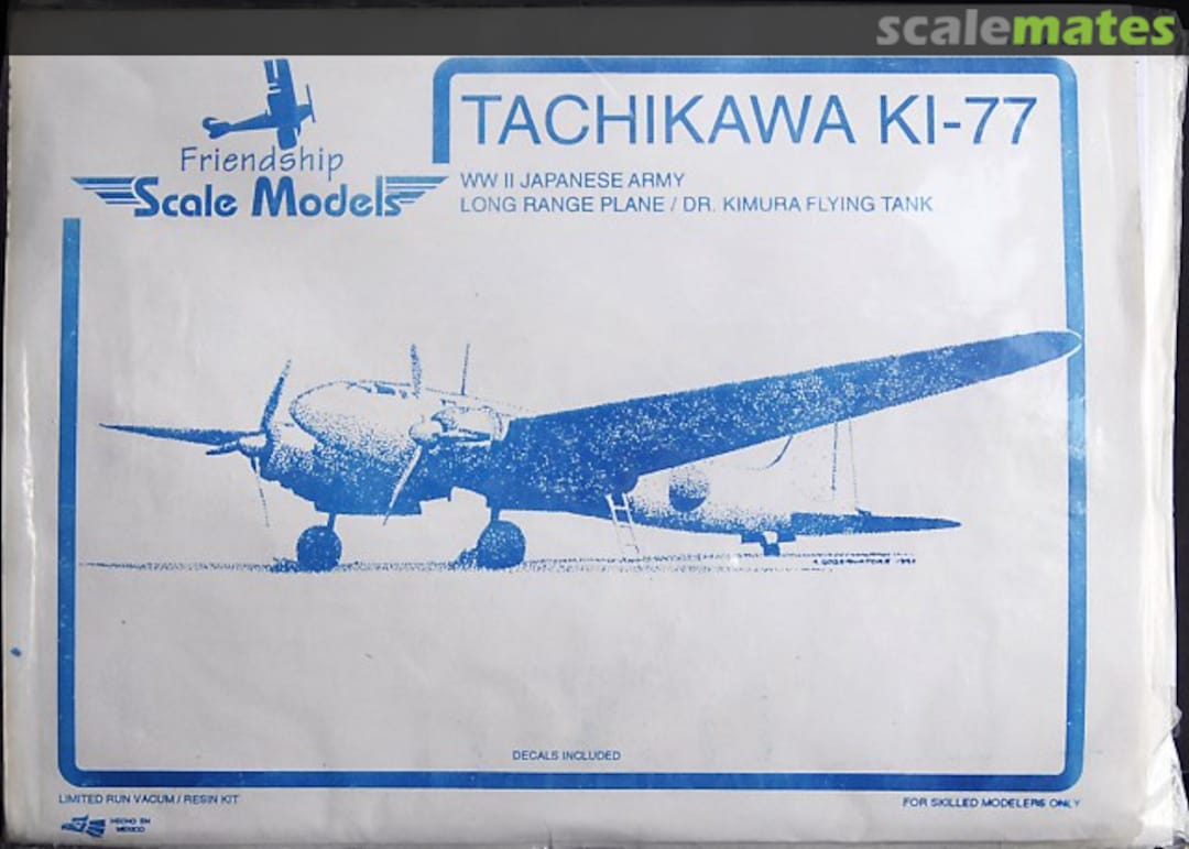 Boxart Tachikawa Ki-77 FSM-002 Friendship Scale Models Boxart Tachikawa Ki-77 FSM-002 Friendship Scale Models