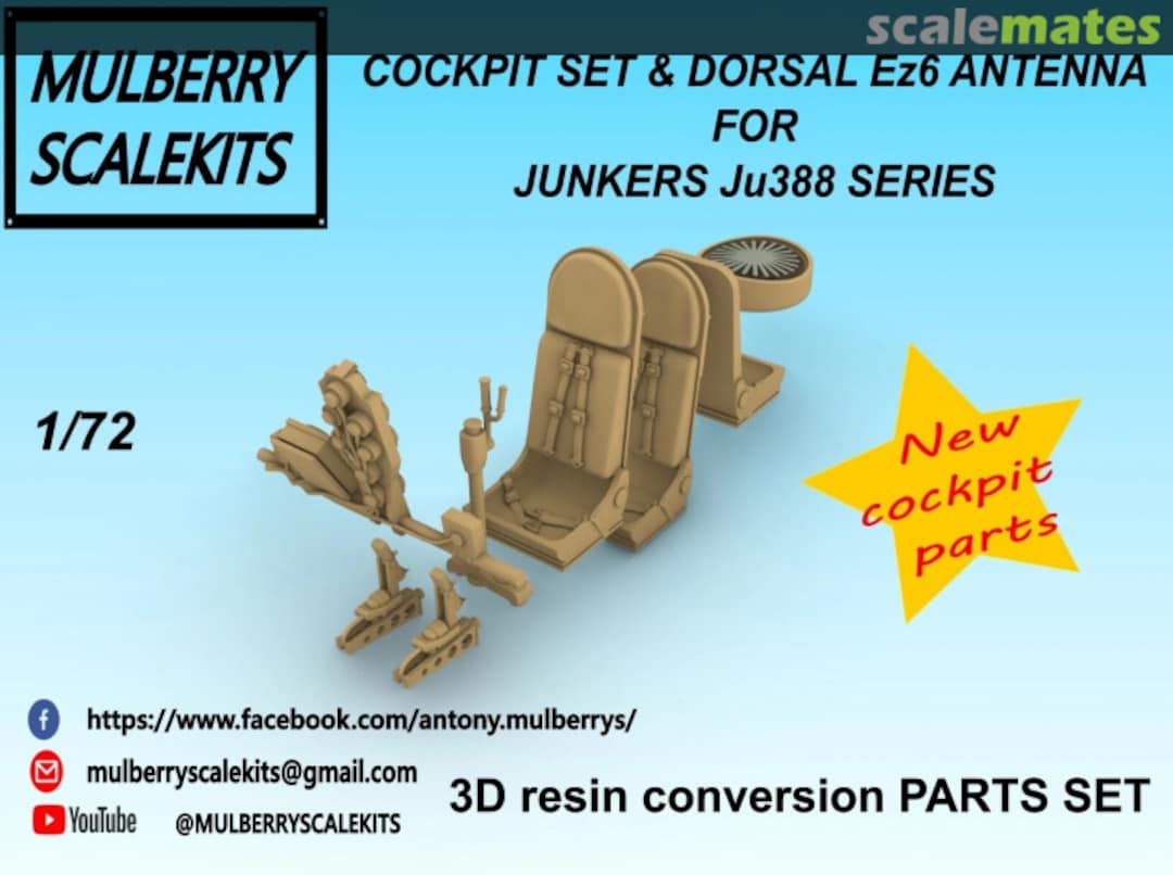 Boxart Cockpit set & dorsal Ez6 antenna for Junkers Ju 388 series  Mulberry Scalekits