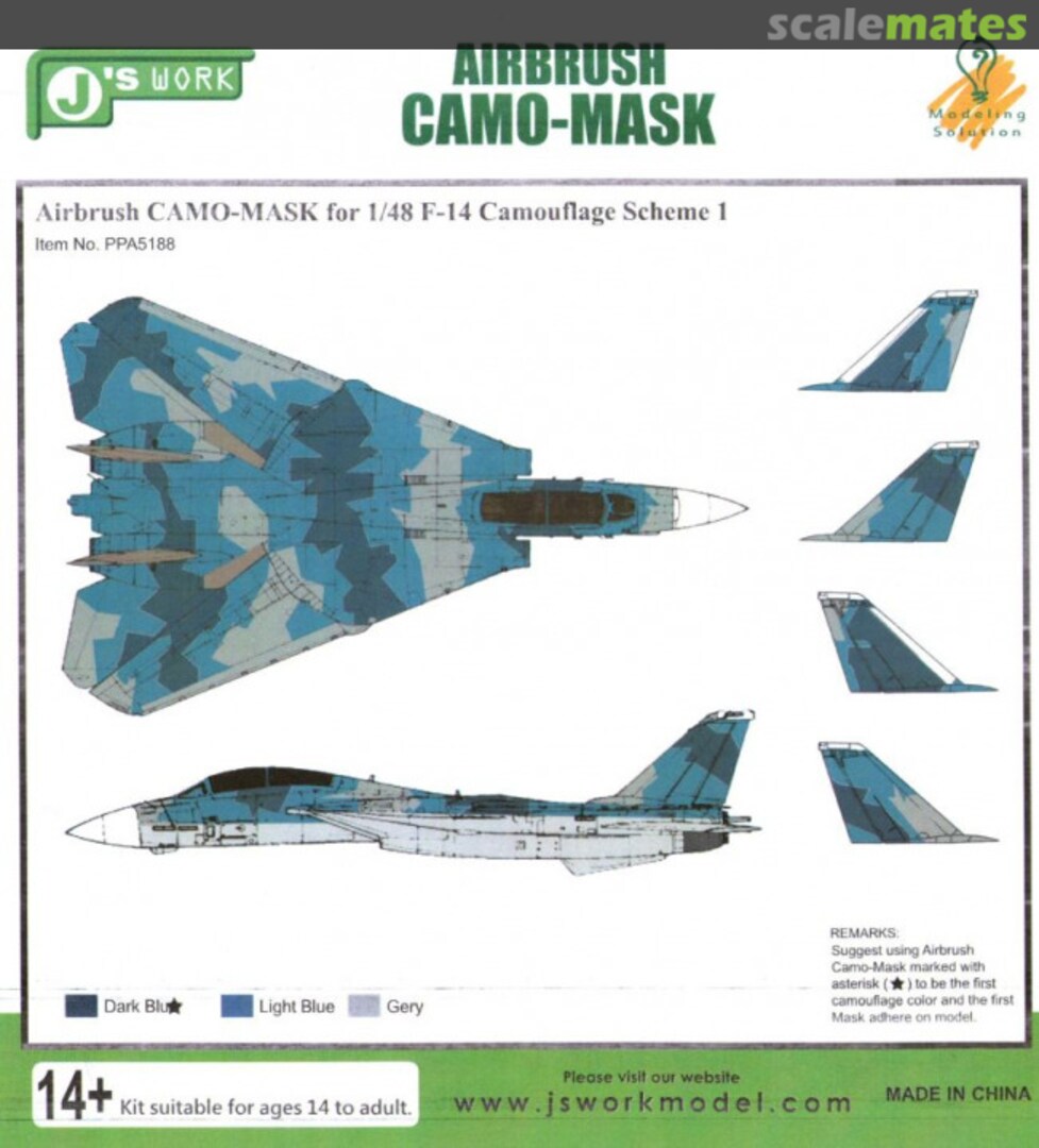 Boxart Airbrush CAMO-MASK F-14 Camouflage Scheme 1 PPA5188 J's Work Boxart Airbrush CAMO-MASK F-14 Camouflage Scheme 1 PPA5188 J's Work