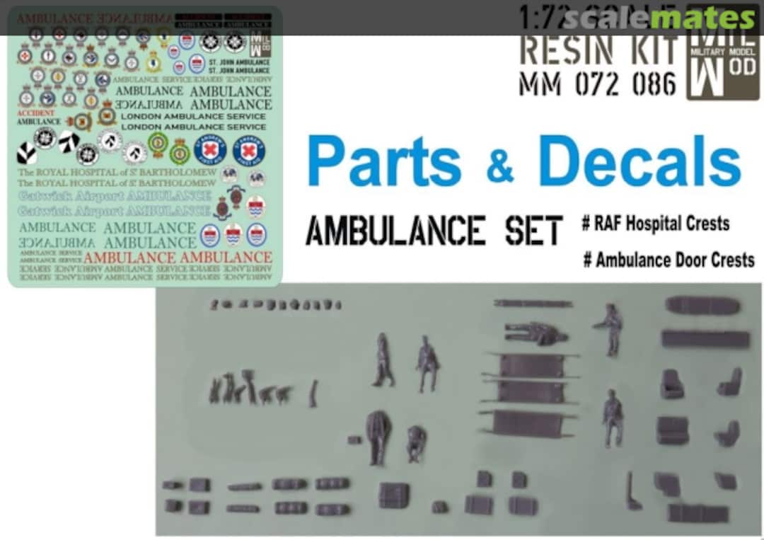 Boxart Ambulance Set - Parts & Decals MM 072 086 Mil Mod Boxart Ambulance Set - Parts & Decals MM 072 086 Mil Mod