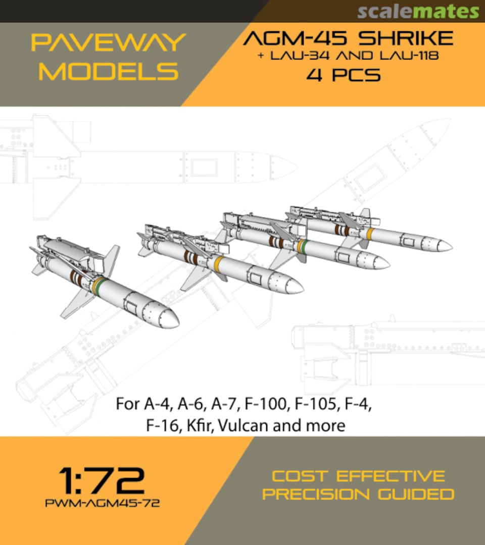 Boxart AGM-45 SHRIKE + LAU-34 & LAU-118 PWM-AGM45-72 Paveway Models Boxart AGM-45 SHRIKE + LAU-34 & LAU-118 PWM-AGM45-72 Paveway Models