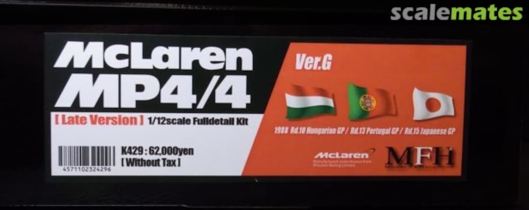 Boxart Mclaren MP4/4 K-429 Model Factory Hiro Boxart Mclaren MP4/4 K-429 Model Factory Hiro