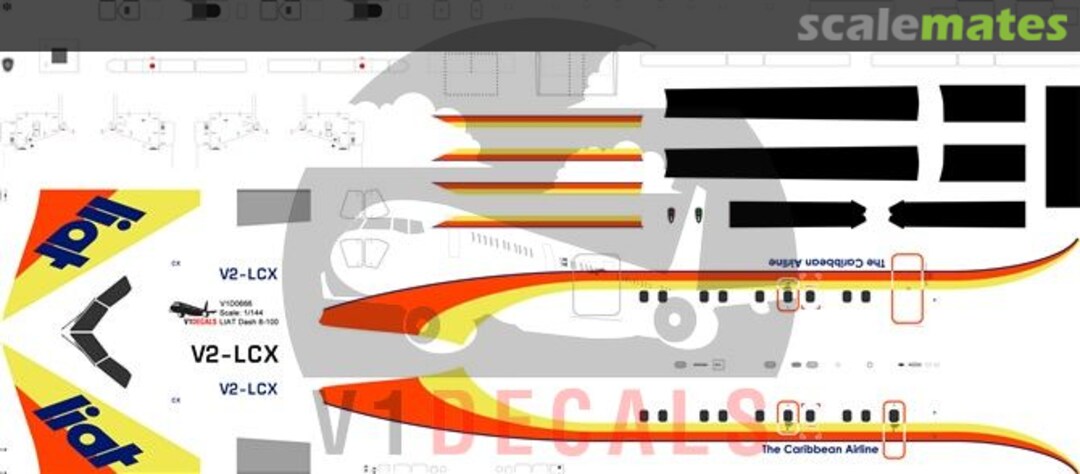 Boxart LIAT DeHavilland Dash 8-100 V1D0666-72 V1 Decals