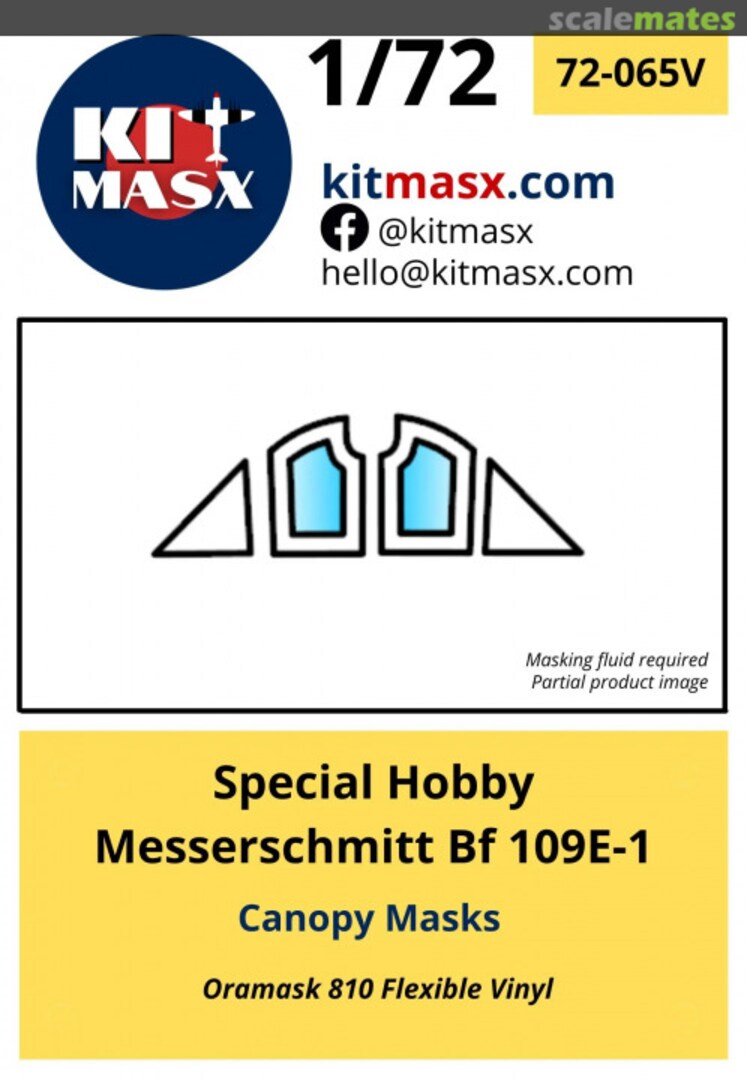 Boxart Messerschmitt Bf 109E-1 Canopy Masks 72-065V Kit Masx Boxart Messerschmitt Bf 109E-1 Canopy Masks 72-065V Kit Masx