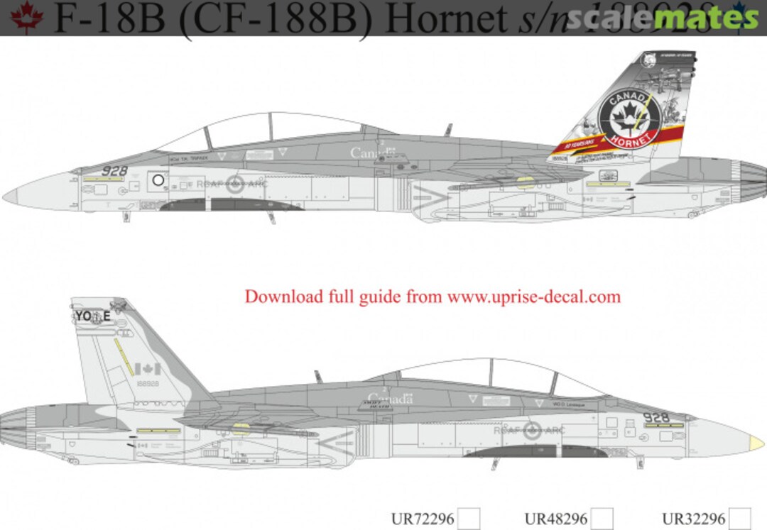 Boxart F-18B (CF-188B) Hornet s/n 188928 with stencils UR32296 UpRise Decal