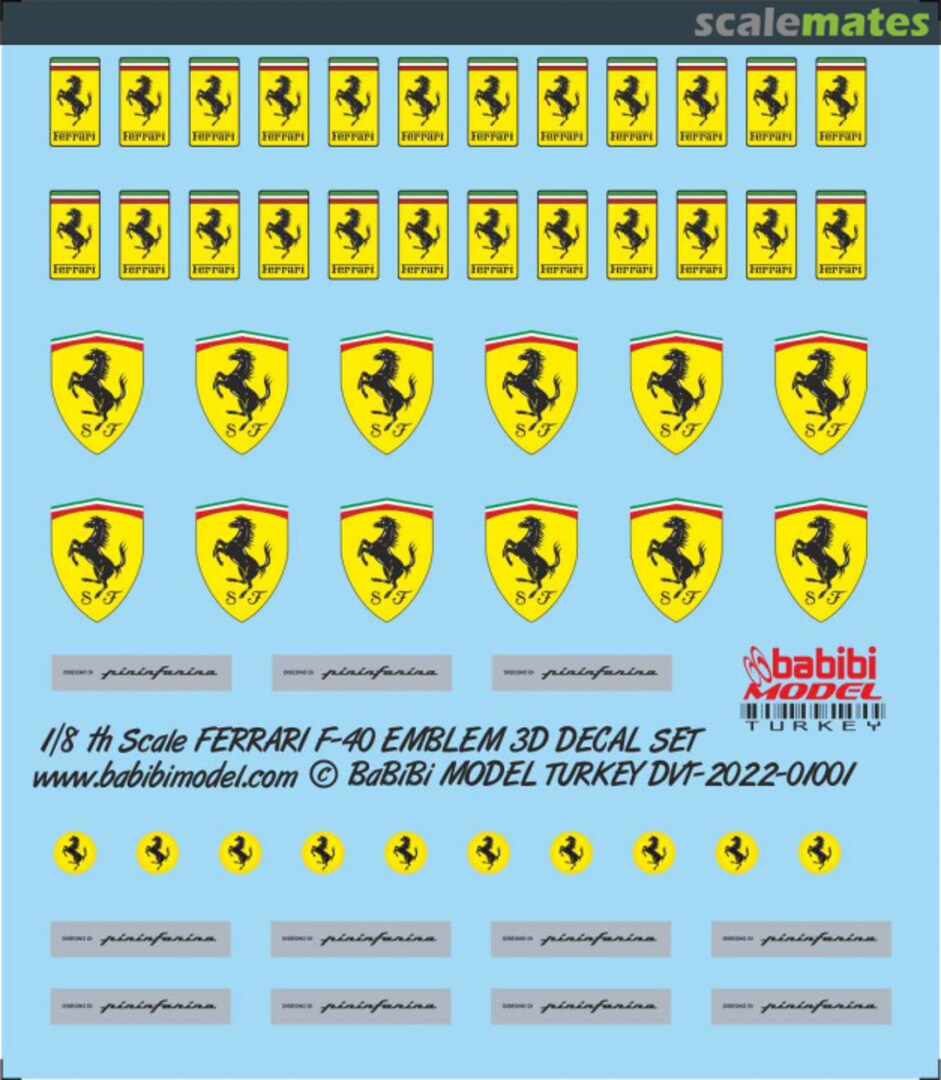 Boxart Ferrari F-40 Emblem 3D Decal Set Dvt-01001 Babibi model Boxart Ferrari F-40 Emblem 3D Decal Set Dvt-01001 Babibi model